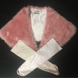 Pink fake fur stole
